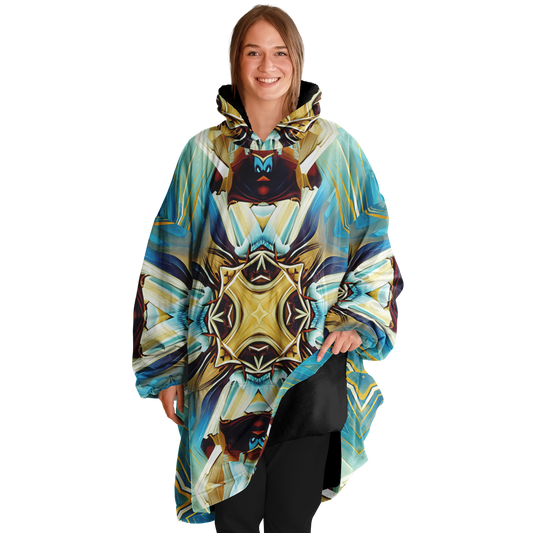 Women's Abstract Teal & Gold Pattern All Over Print Snug Hoodie