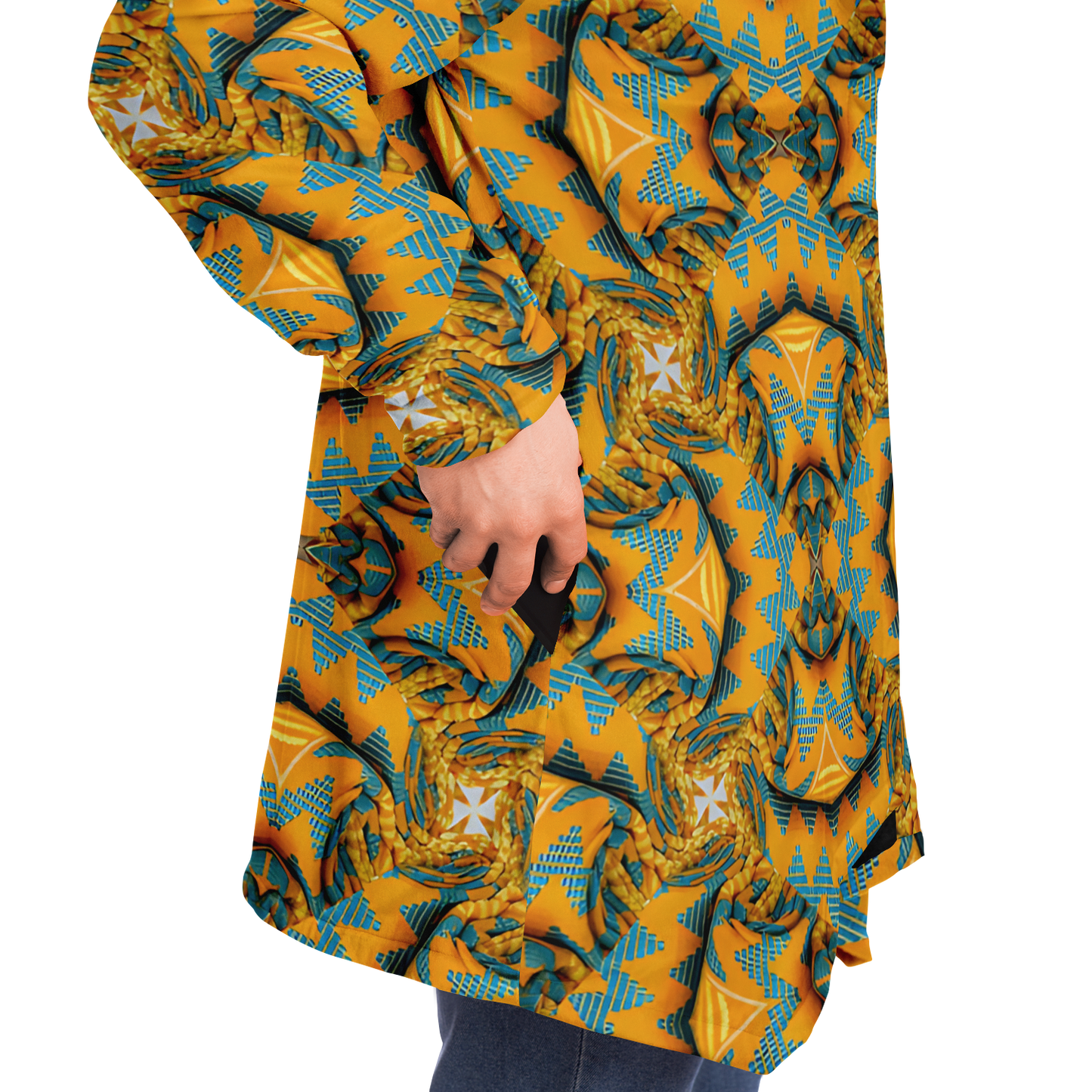 Men's Golden Kaleidoscope Pattern Microfleece Cloak