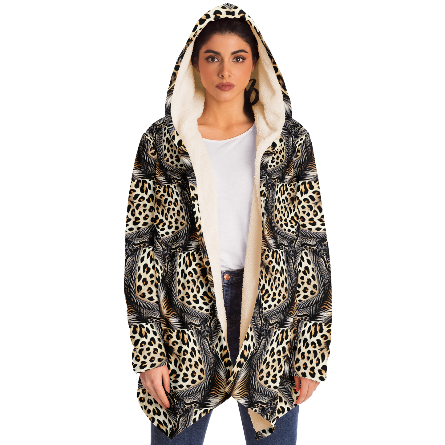 Women's Kaleidoscope Leopard Pattern All-Over Print Microfleece Cloak