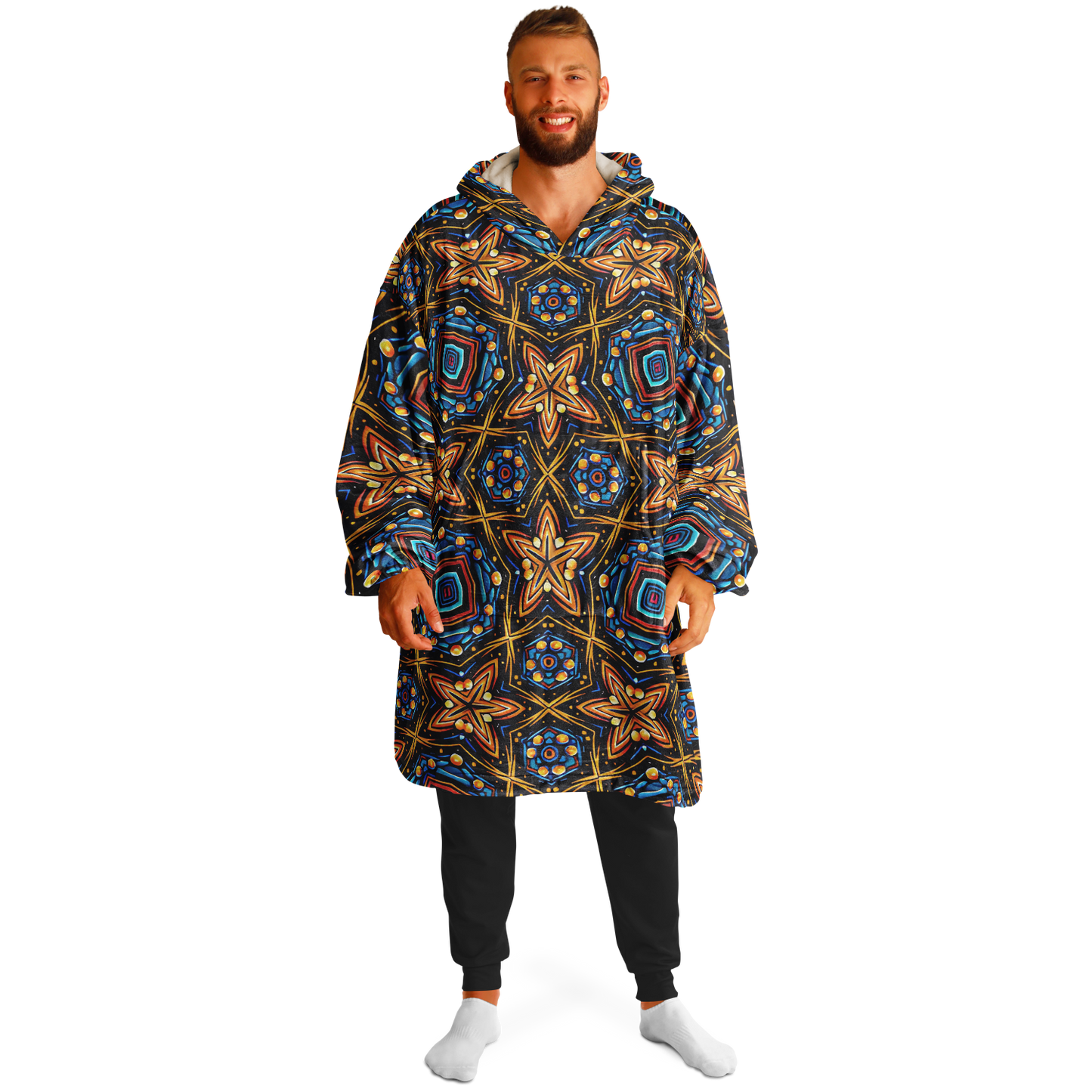 Men's Bohemian Mosaic Star Pattern All Over print Snug Hoodie Economy