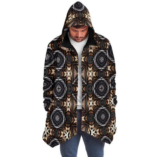 Men's Geometric Kaleidoscope Brown Pattern All Over Print Microfleece Cloak