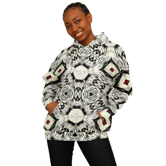 Women's Black & White Abstract Pattern All Over print Heavyweight Oversized Hoodie