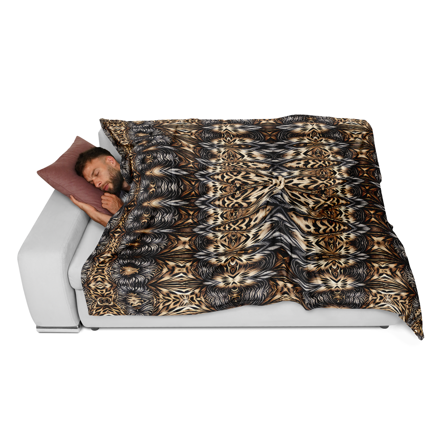 Men's Leopard Trendy Geometric Pattern All-Over Print Flannel Blanket Poncho