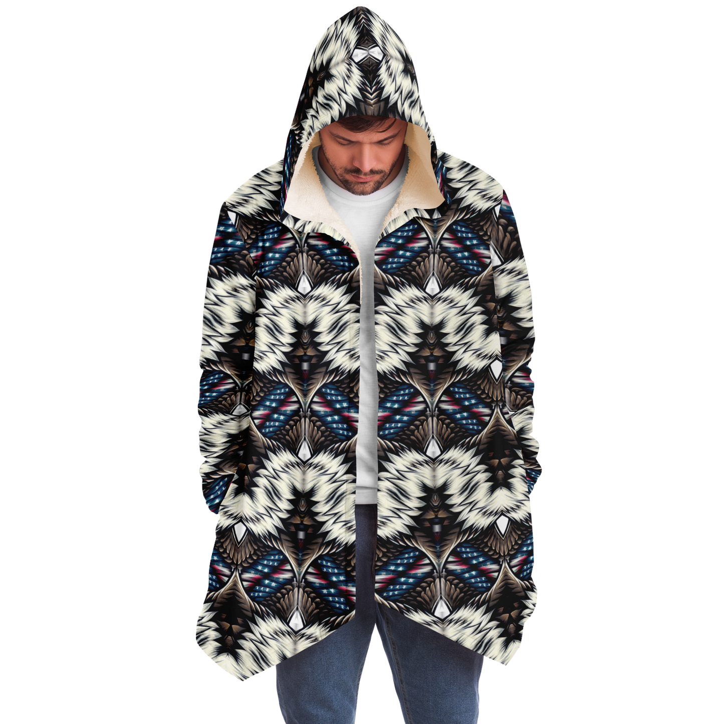 Men's Geometric Tribal Pattern All Over Print Microfleece Cloak