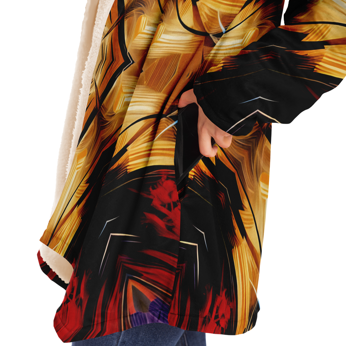 Women's Geometric Kaleidoscope Pattern Design All Over Print Microfleece Cloak