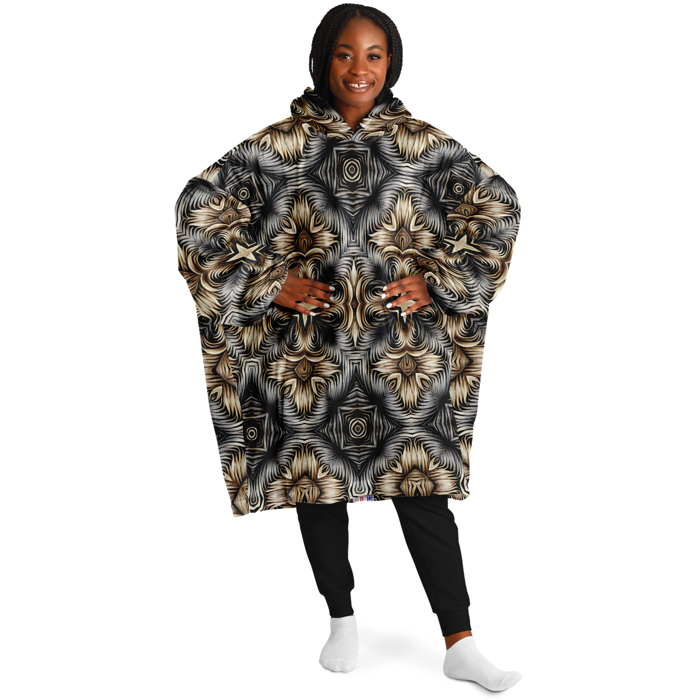 Women's Neutral Geometric Floral Pattern All Over print Snug Hoodie