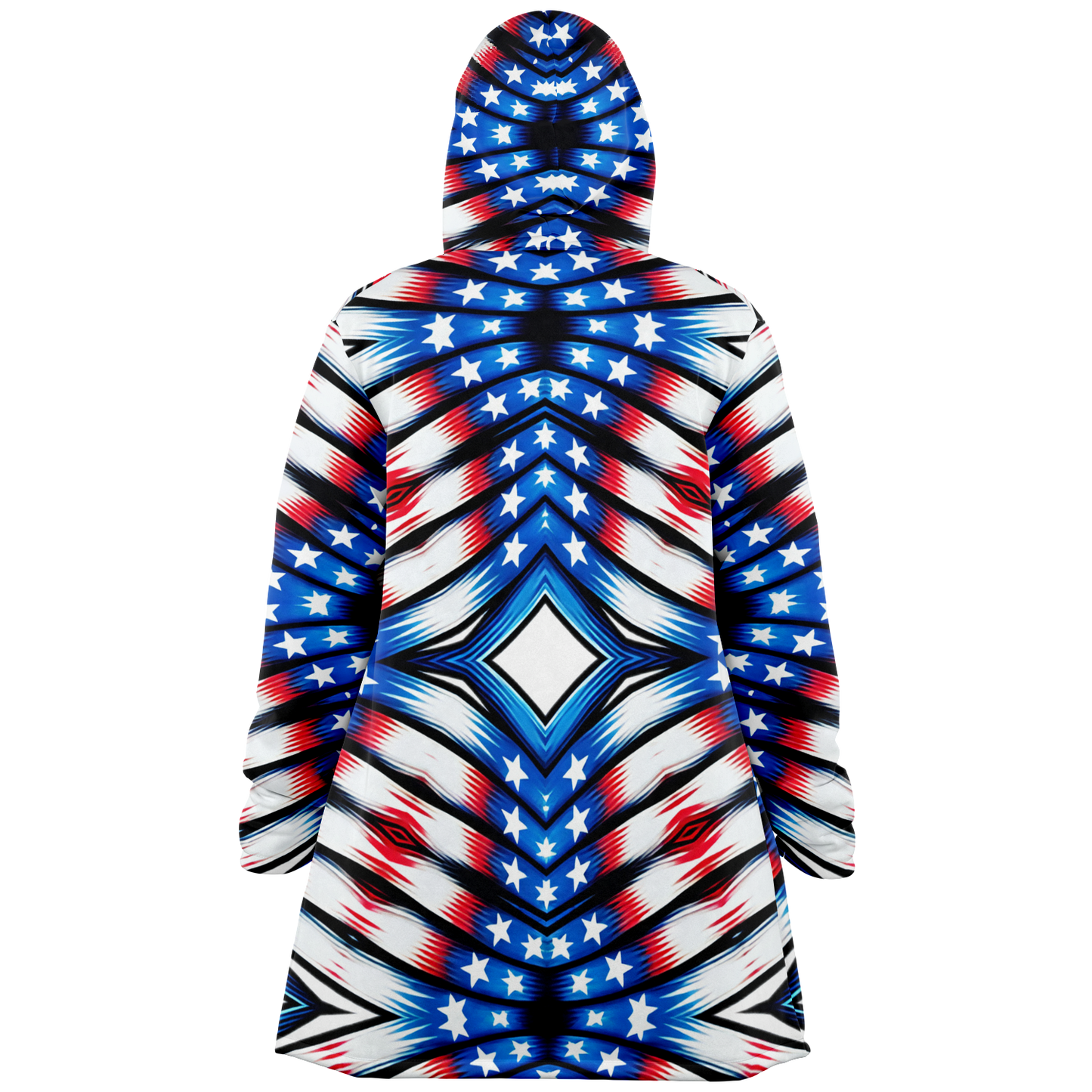 Men's Red White Blue Geometric Pattern All-Over Print All Over Print Microfleece Cloak