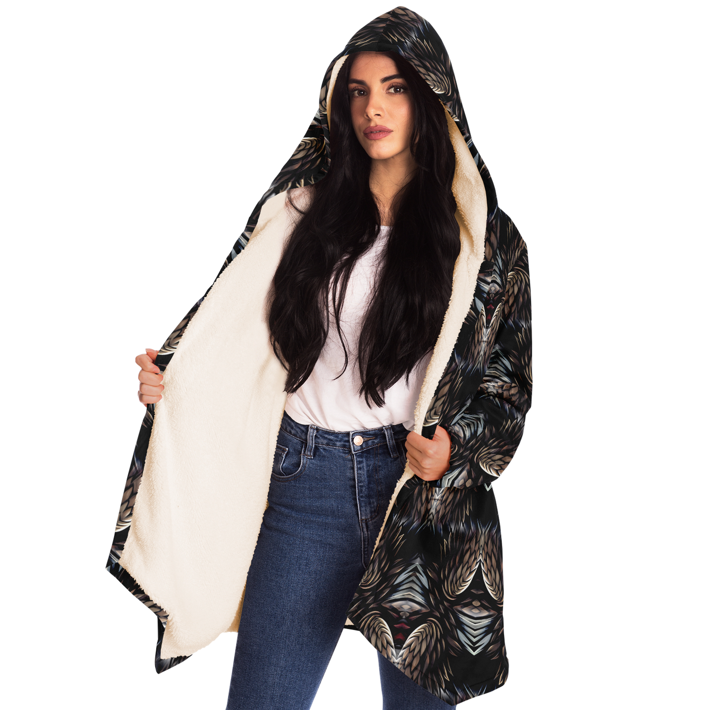 Women's Abstract Dark Kaleidoscope Pattern All Over Print Microfleece Cloak