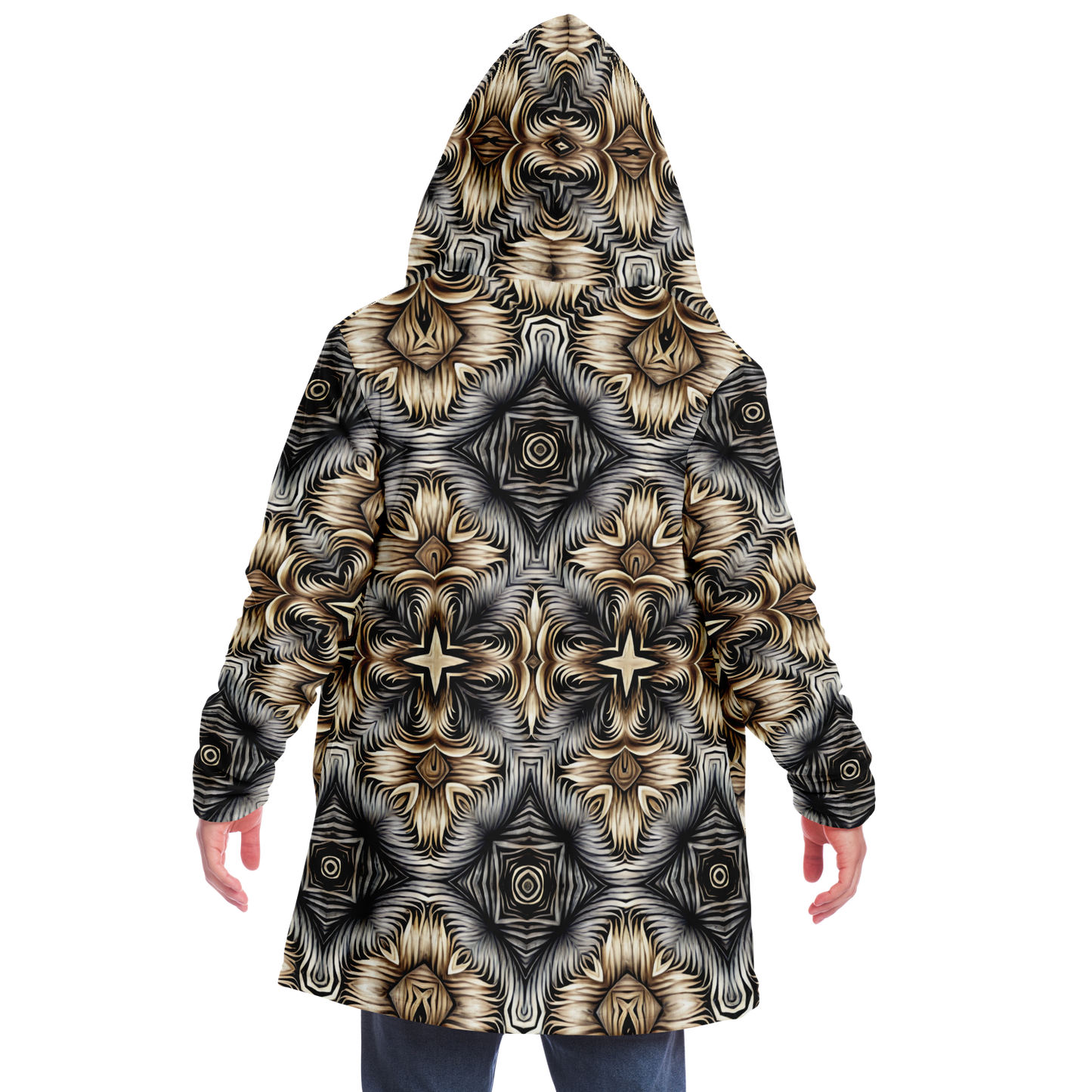 Men's Neutral Geometric Floral Pattern All Over print Microfleece Cloak