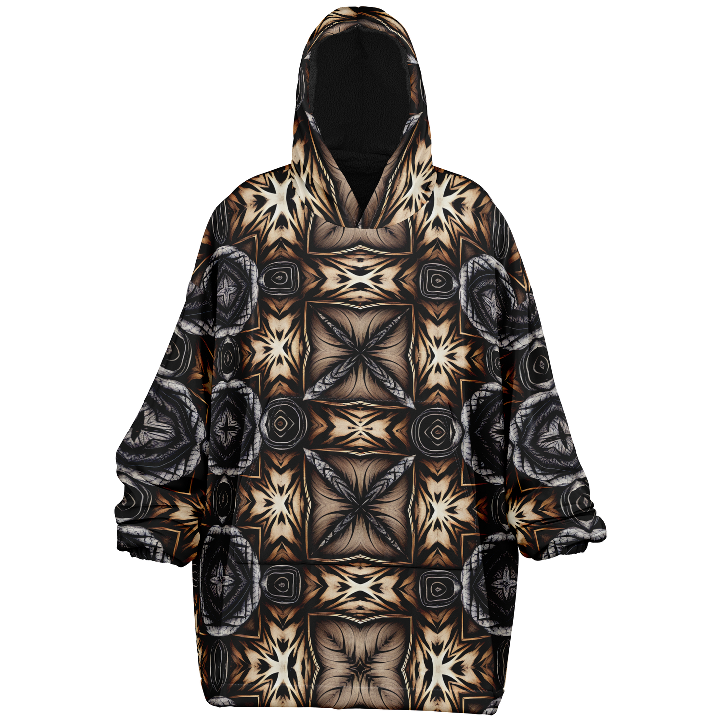 Men's Geometric Kaleidoscope Brown Pattern All Over Print Snug Hoodie