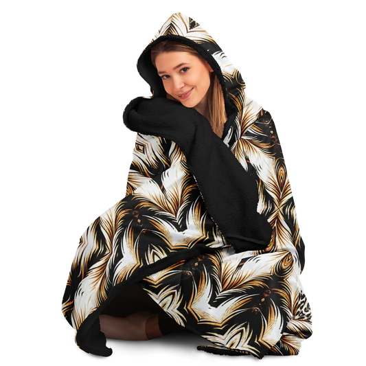 Women's Kaleidoscope Leopard Pattern All Over Print Hooded Blanket Micro Fleece