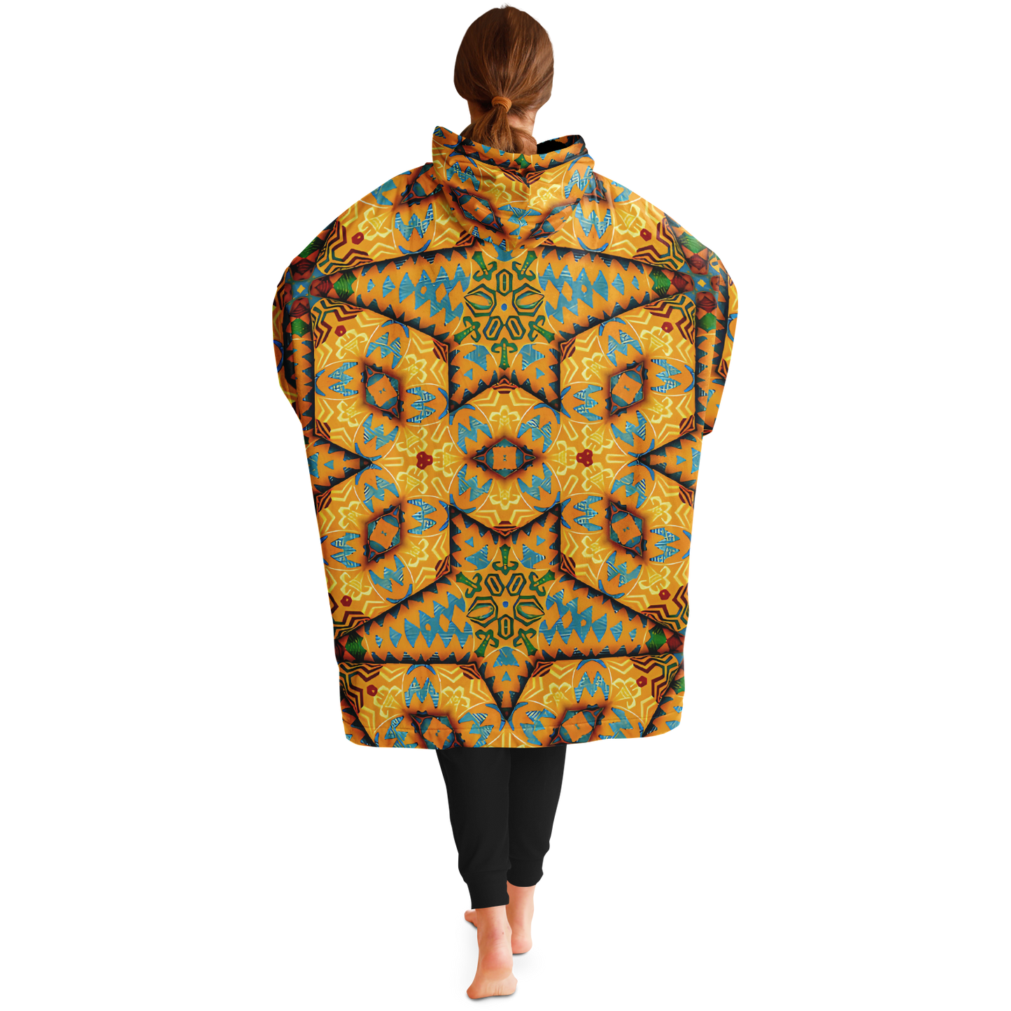 Women's Golden Geometric Mosaic Pattern Snug Hoodie