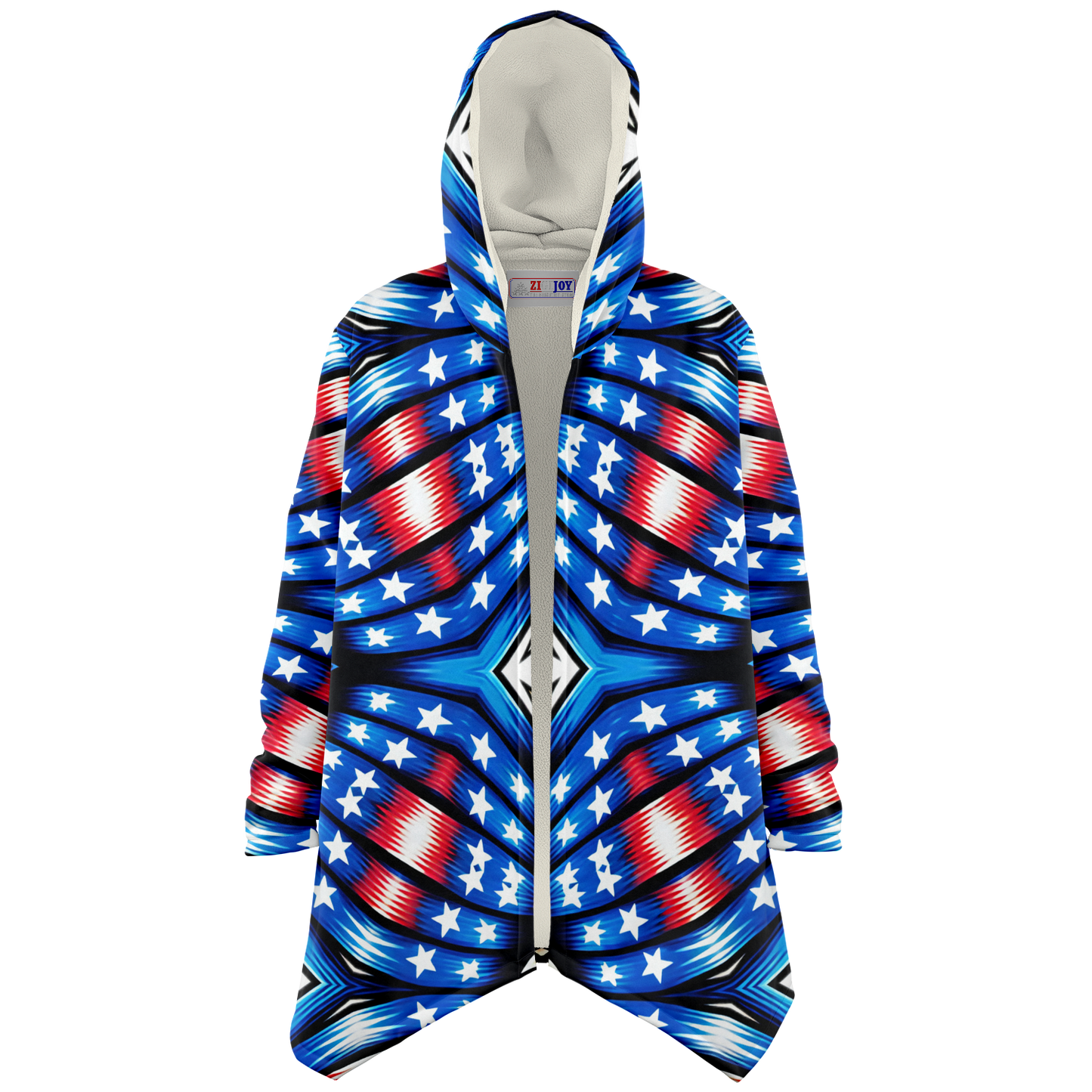 Men's Red White Blue Geometric Pattern All-Over Print All Over Print Microfleece Cloak