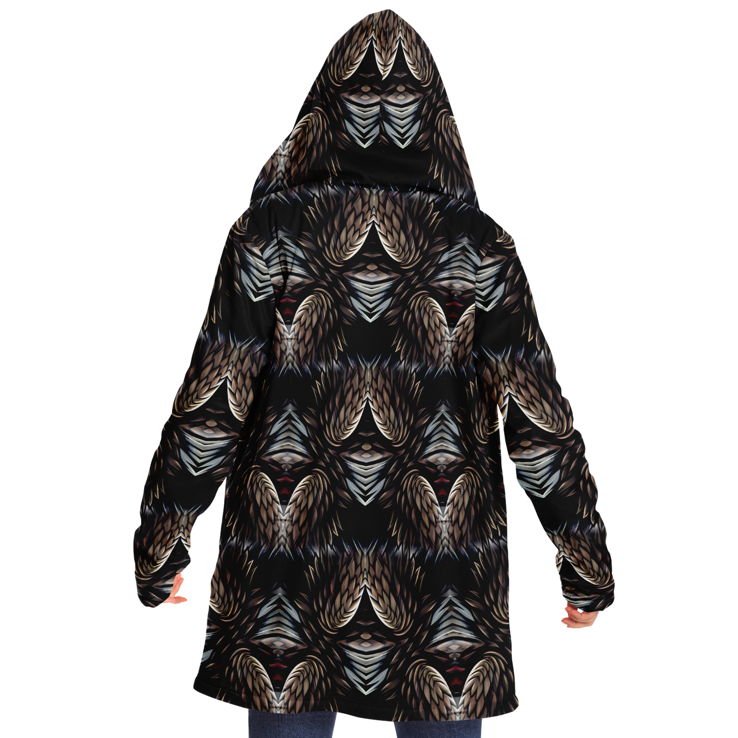 Women's Abstract Dark Kaleidoscope Pattern All Over Print Microfleece Cloak