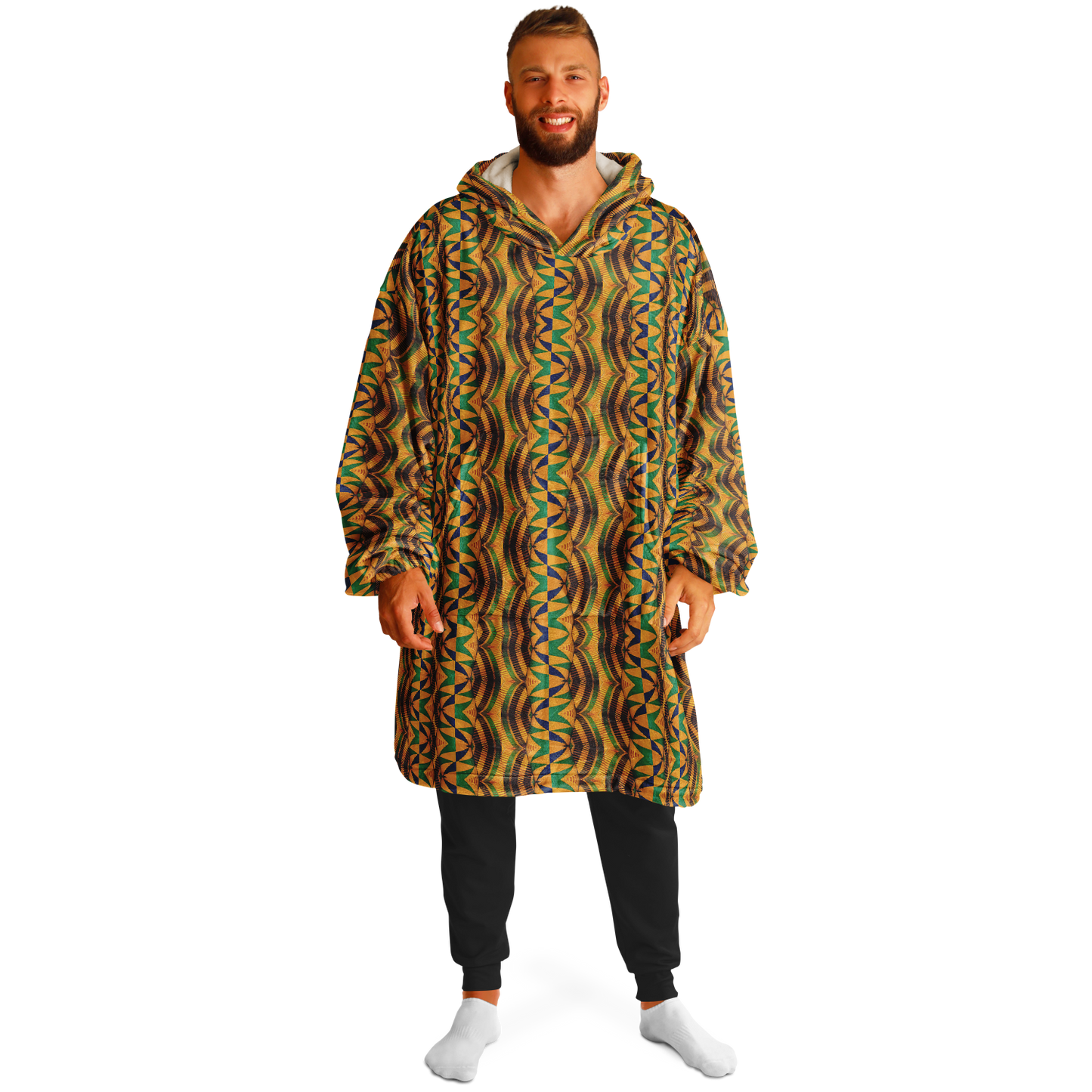 Men's African Kente Geometric Pattern All-Over Print Snug Hoodie Economy