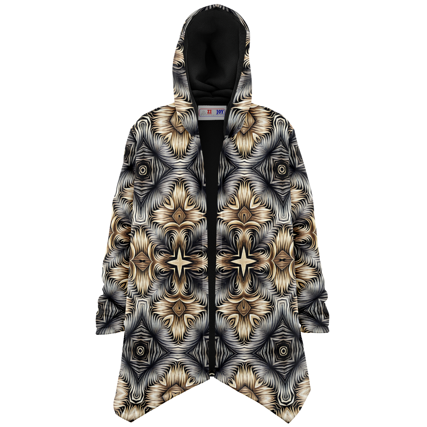 Men's Neutral Geometric Floral Pattern All Over print Microfleece Cloak