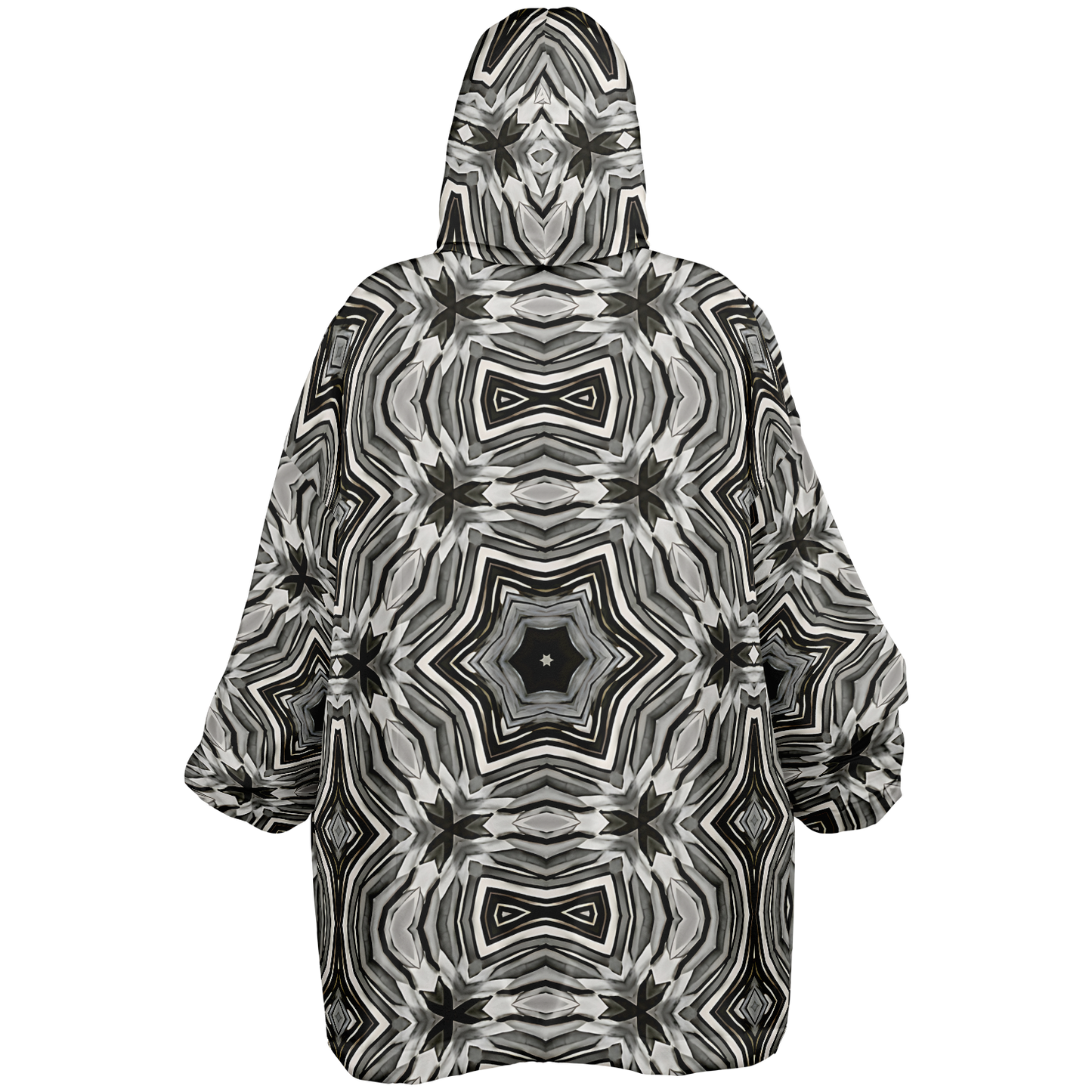 Women's Monochrome Kaleidoscope Pattern Snug Hoodie