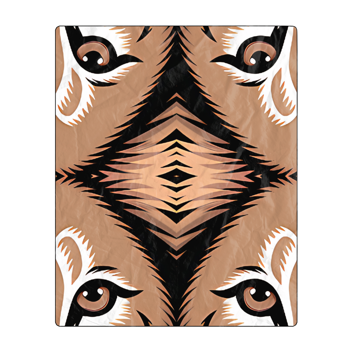 Tiger Eyes  & Stripe Pattern All Over Print Freeform Beach Towel