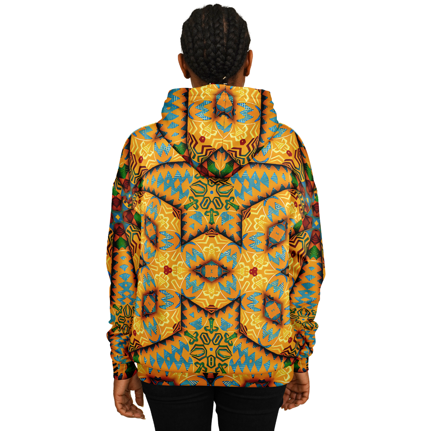 Women's Golden Geometric Mosaic Pattern Heavyweight Oversized Hoodie