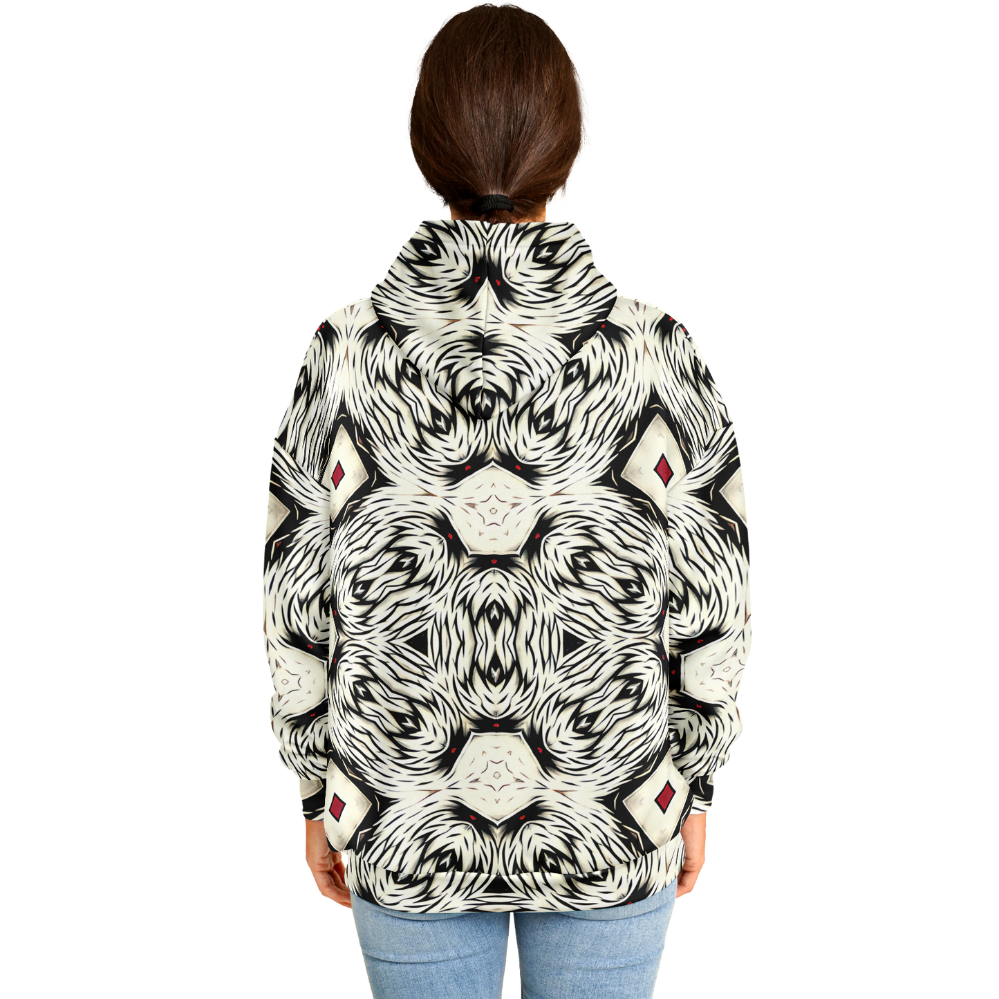 Women's Black & White Abstract Pattern All Over print Heavyweight Oversized Hoodie