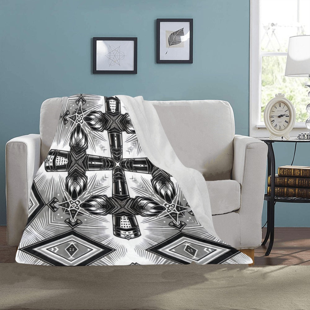 Monochrome Gothic Cross Pattern All Over print All Over Print Ultra-Soft Micro Fleece Blanket 40"x50"