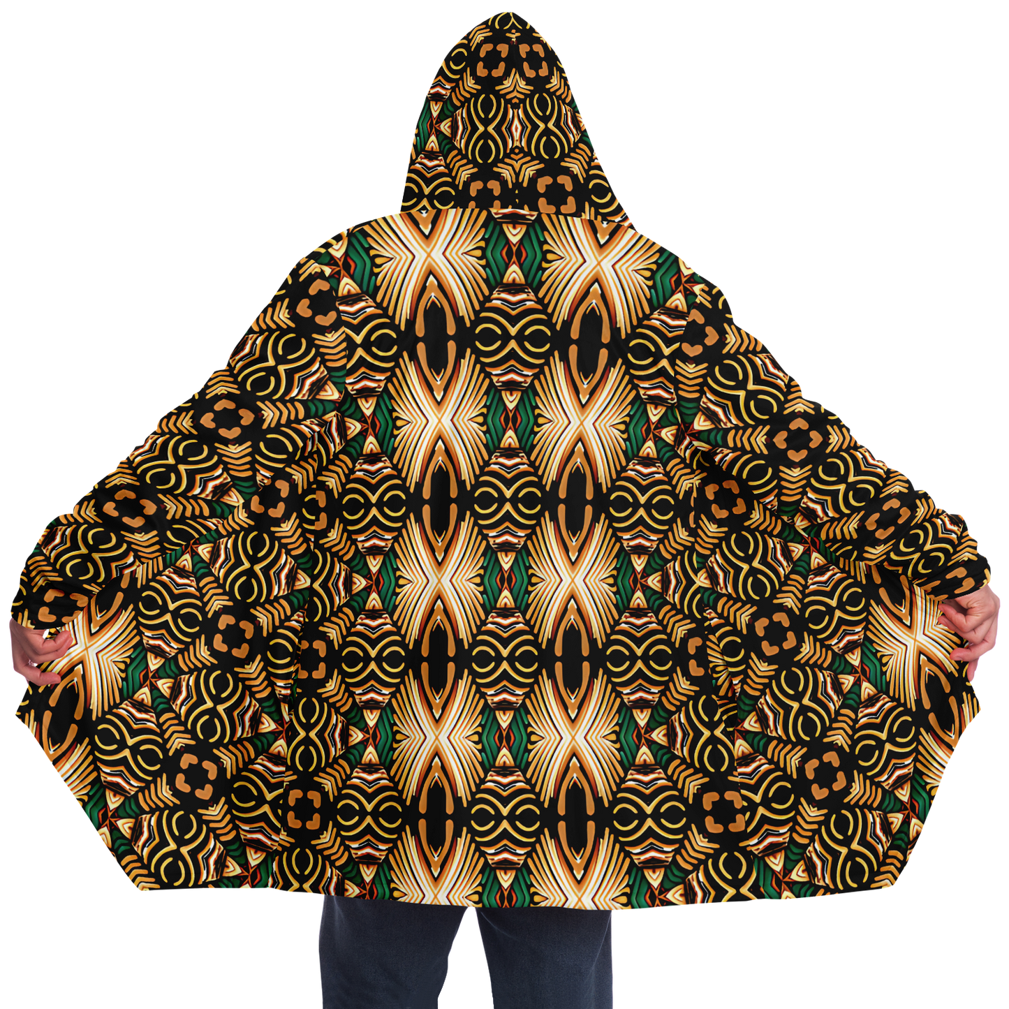 Men's Tribal Geometric Print Microfleece Cloak