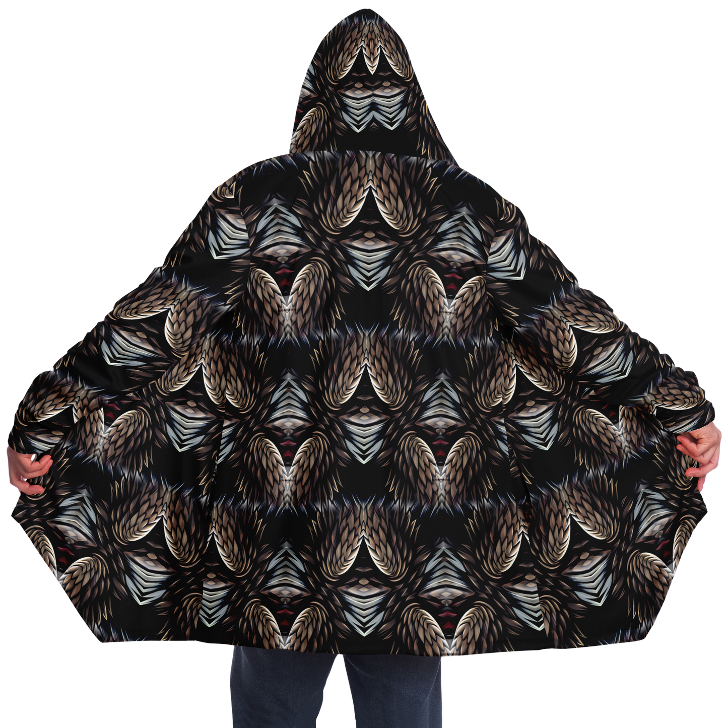 Men's Abstract Dark Kaleidoscope Pattern All Over Print Microfleece Cloak