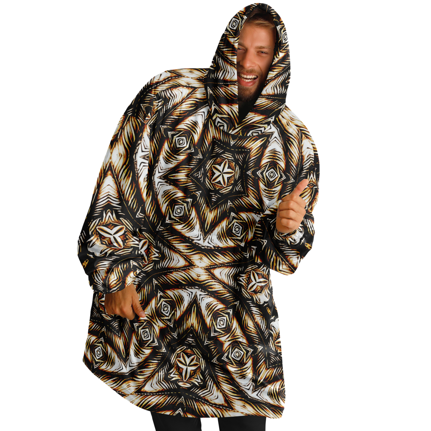 Men's Geometric Pattern All-Over Print Snug Hoodie