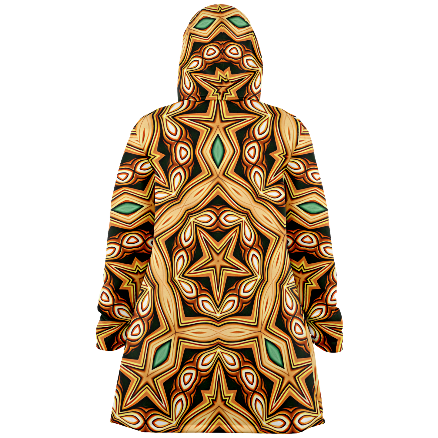 Men's Retro Geometric Brown & Teal Pattern Microfleece Cloak
