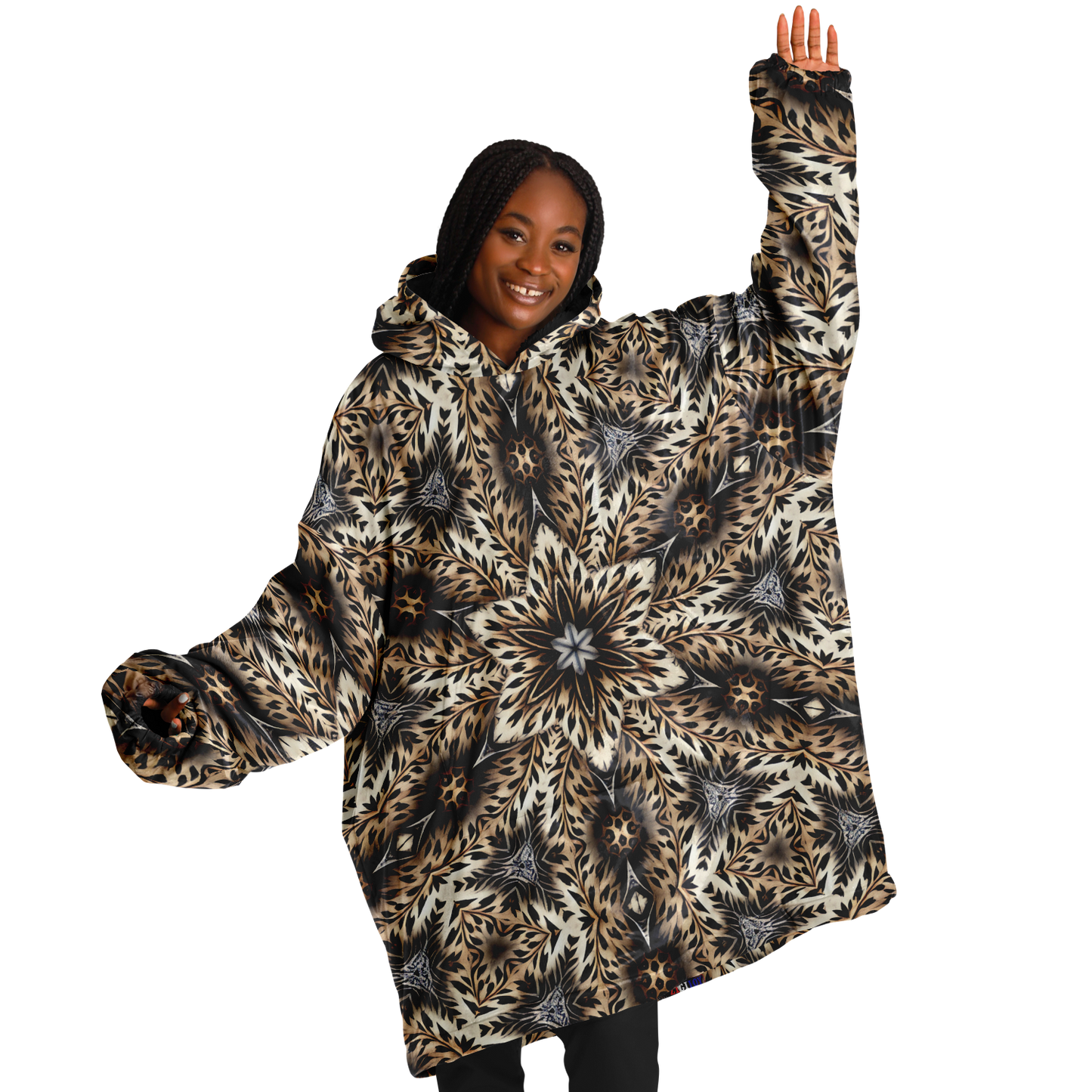Women's Leopard Kaleidoscope Pattern All-Over Print Snug Hoodie