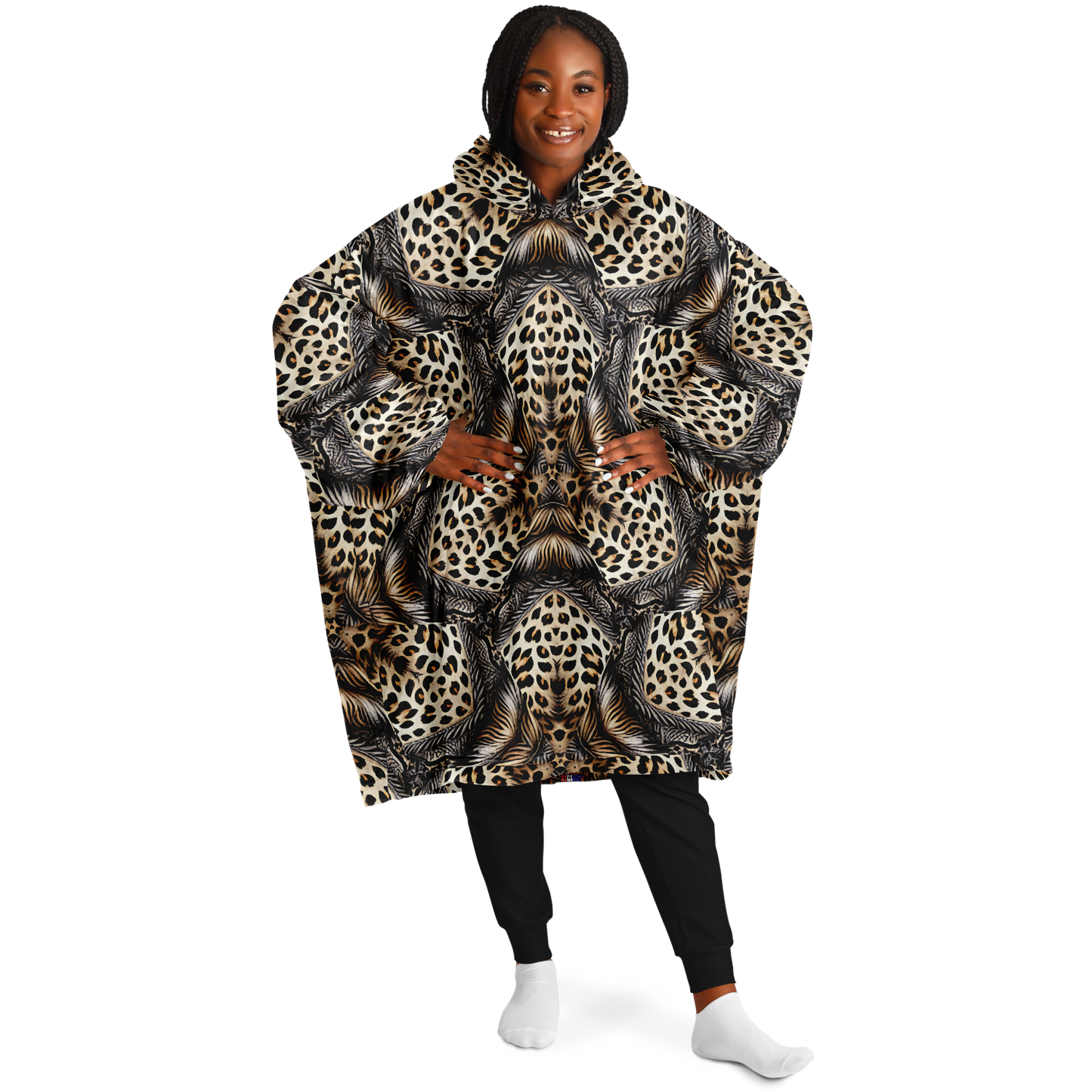 Women's Kaleidoscope Leopard  Pattern All-Over Print Snug Hoodie Snug Hoodie