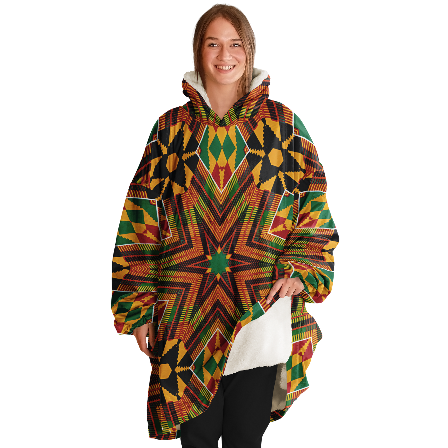 Women's African Kente Inspired Pattern Snug Hoodie