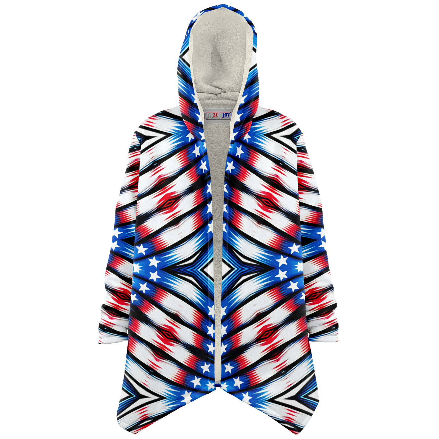 Men's Red White Blue Geometric Pattern All-Over Print All Over Print Microfleece Cloak