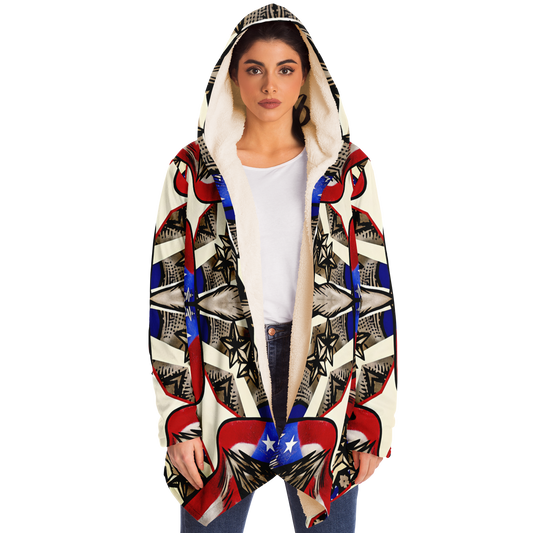 Women's Patriotic Star Kaleidoscope Pattern All-Over Print Microfleece Cloak