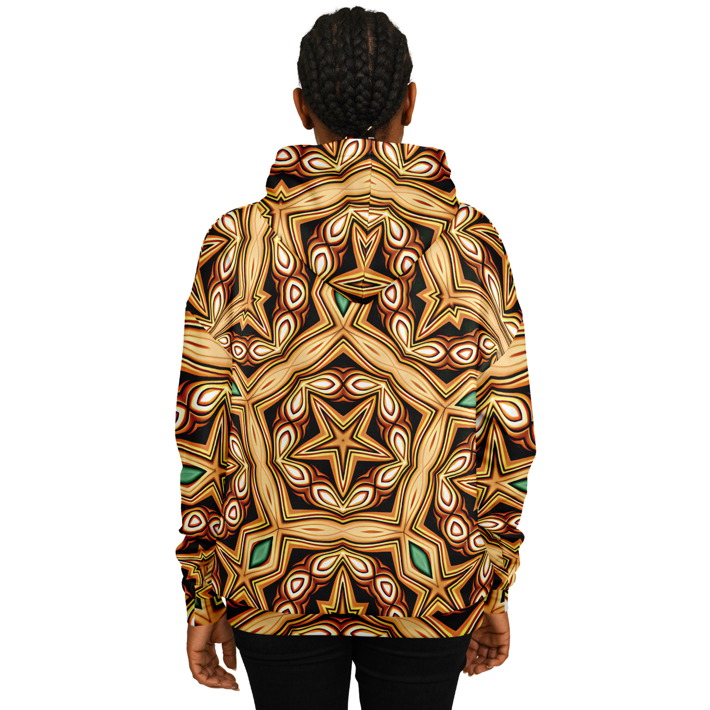 Women's Retro Geometric Brown & Teal Pattern Heavyweight Oversized Hoodie