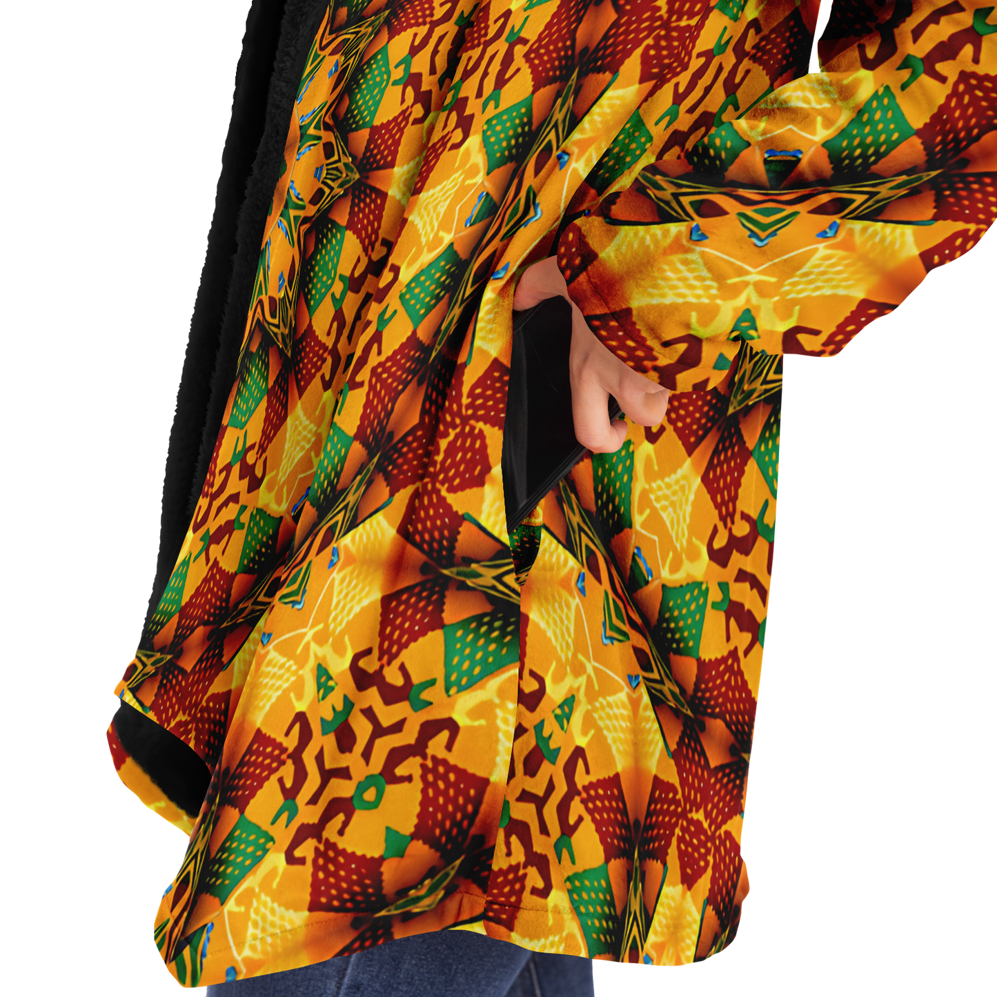 Women's Autumn Kaleidoscope Floral Pattern Microfleece Cloak