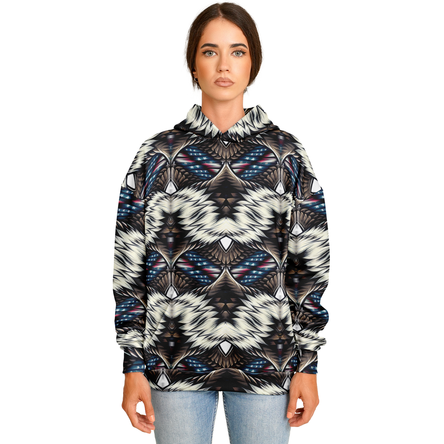Women's Geometric Tribal Pattern All Over Print Heavyweight Oversized Hoodie