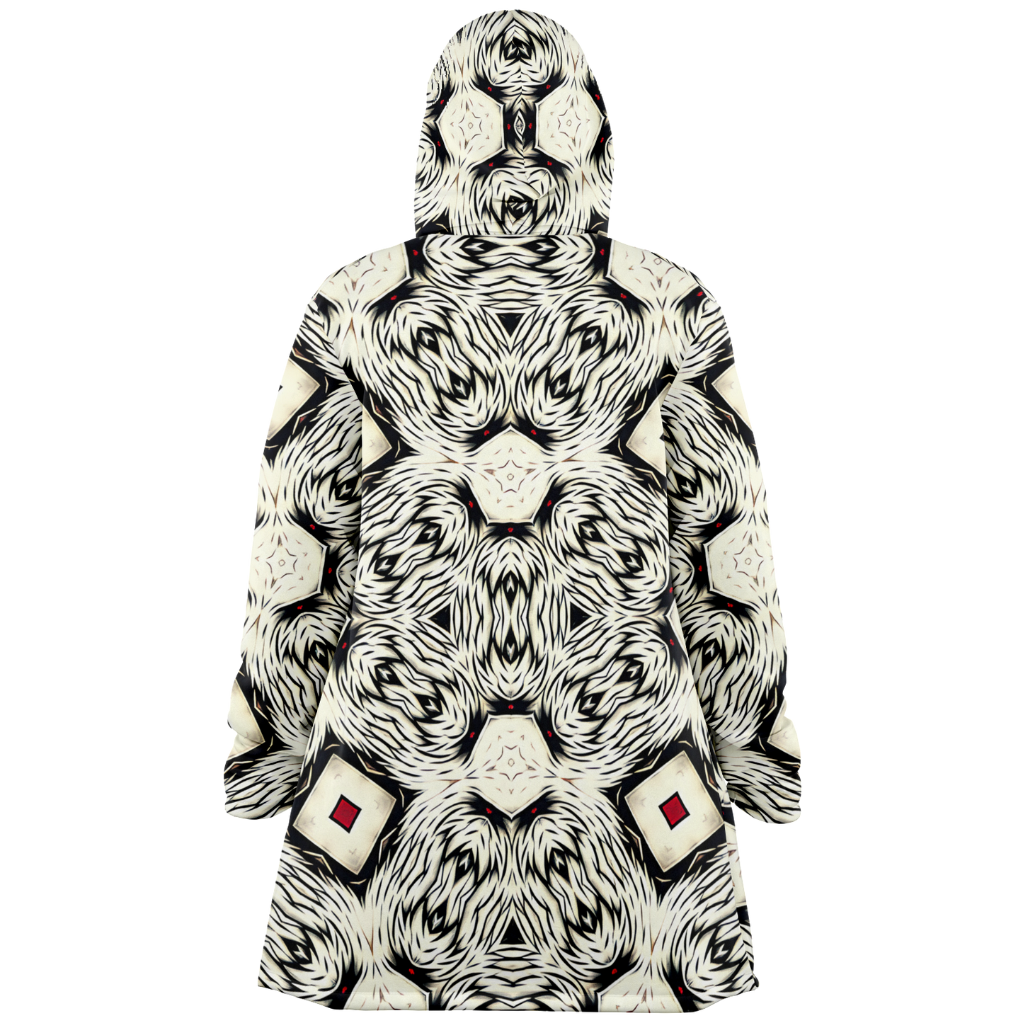 Men's Black & White Abstract Pattern All Over print Microfleece Cloak