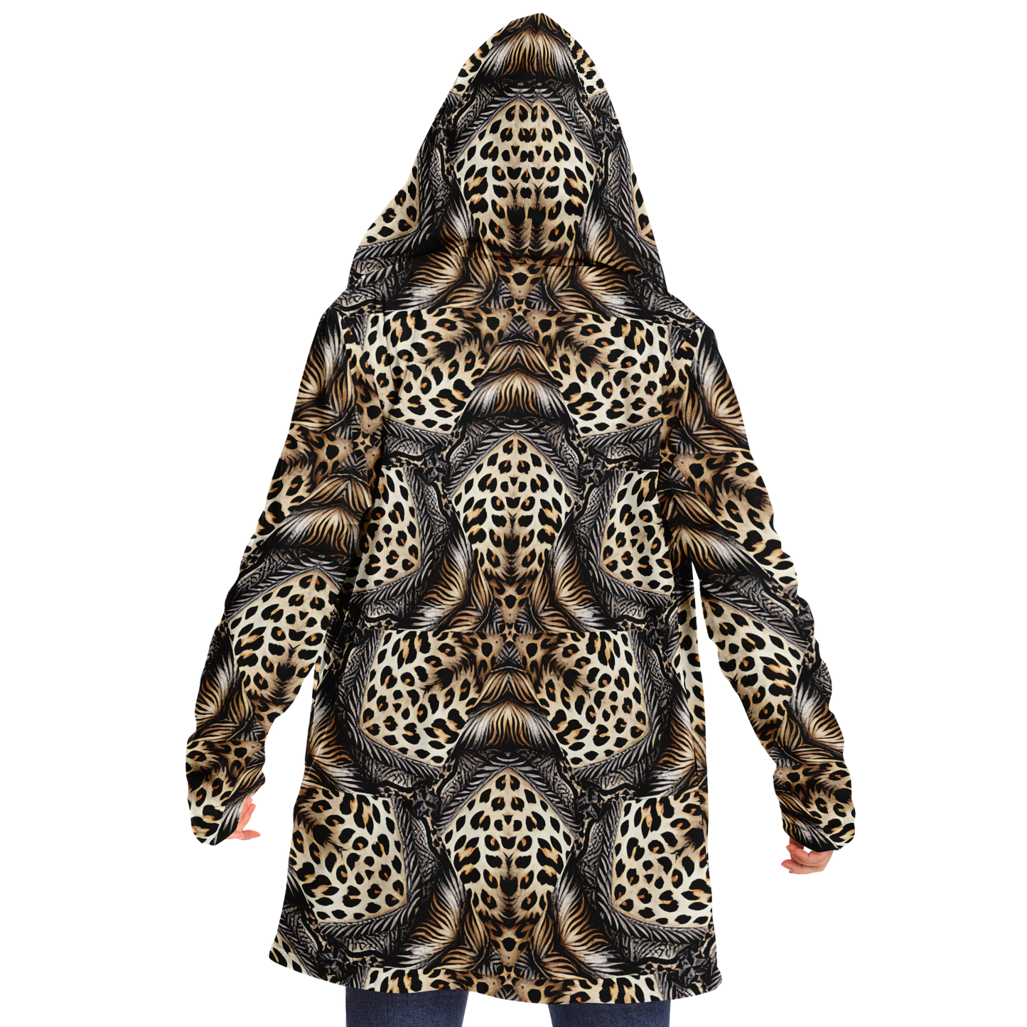 Women's Kaleidoscope Leopard Pattern All-Over Print Microfleece Cloak
