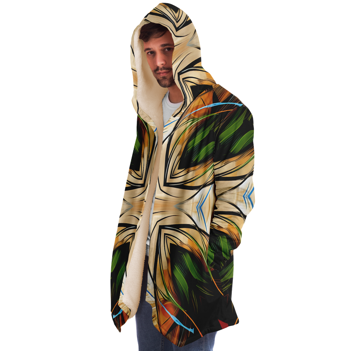 Men's Geometric Kaleidoscope Pattern Design All Over Print Microfleece Cloak
