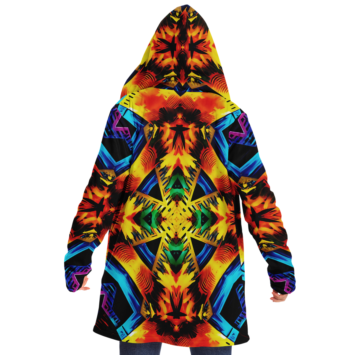 Women's Vibrant Kaleidoscope Tribal Pattern Design All Over Print Microfleece Cloak