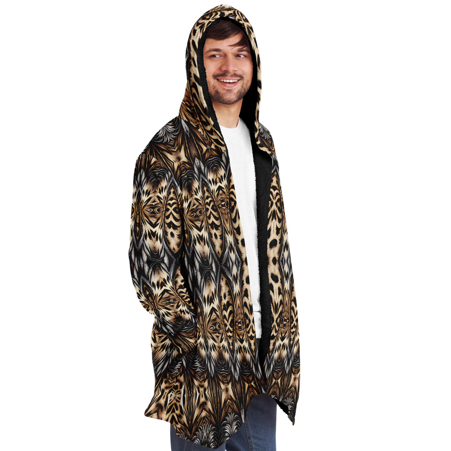 Men's Leopard Trendy Geometric Pattern All-Over Print Microfleece Cloak