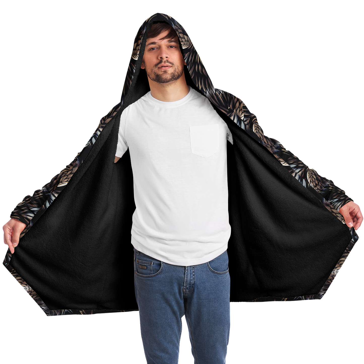 Men's Abstract Dark Kaleidoscope Pattern All Over Print Microfleece Cloak