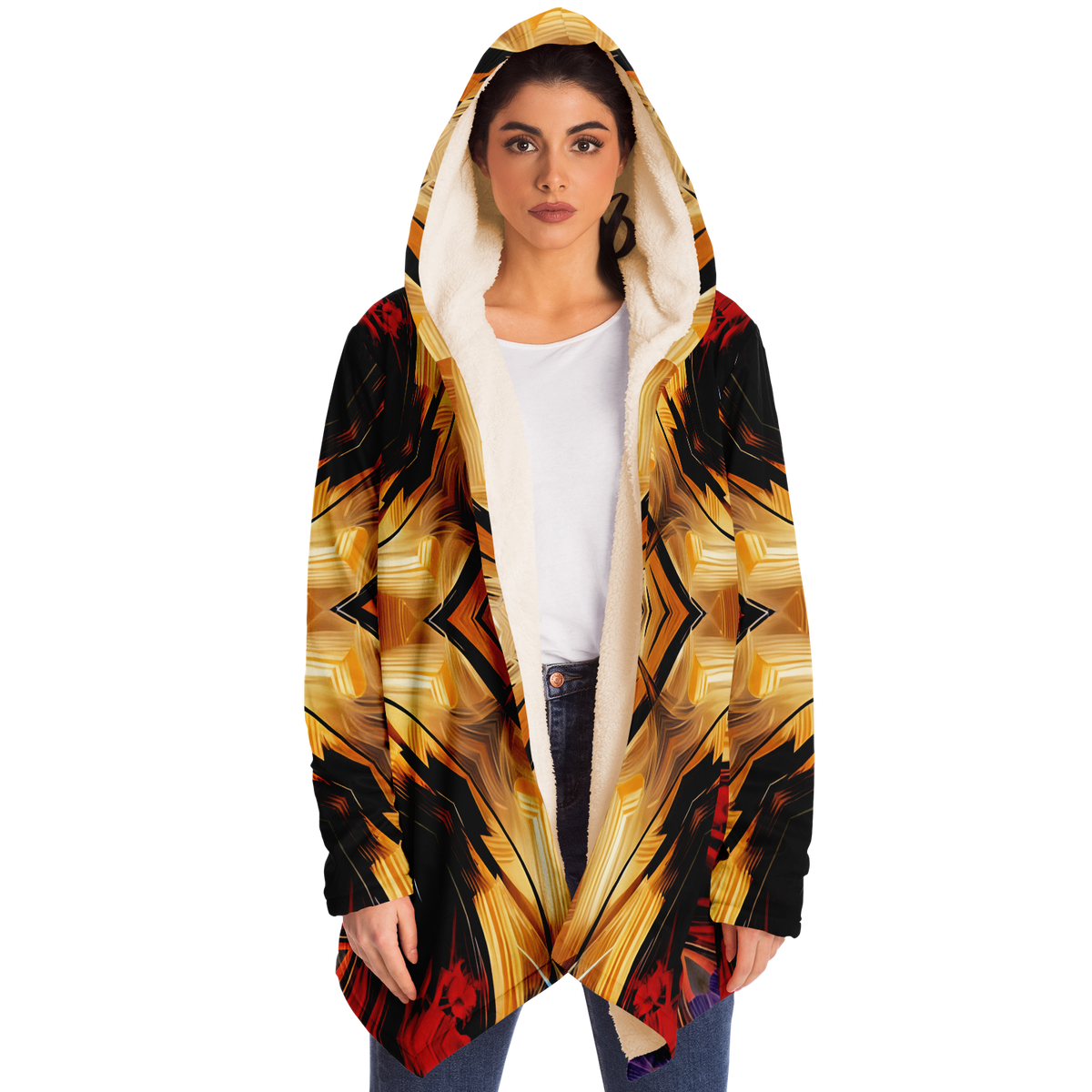 Women's Geometric Kaleidoscope Pattern Design All Over Print Microfleece Cloak