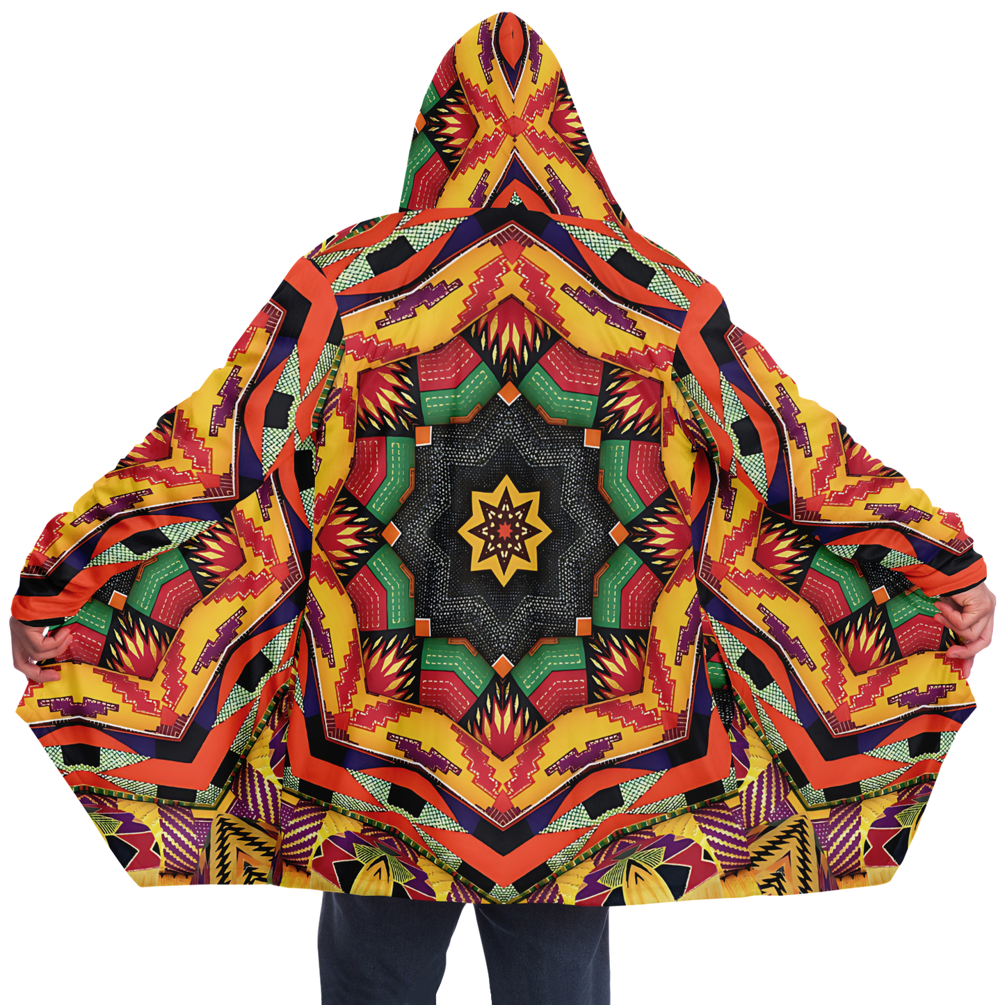 Men's Kaleidoscope Tribal Pattern All Over Print Microfleece Cloak