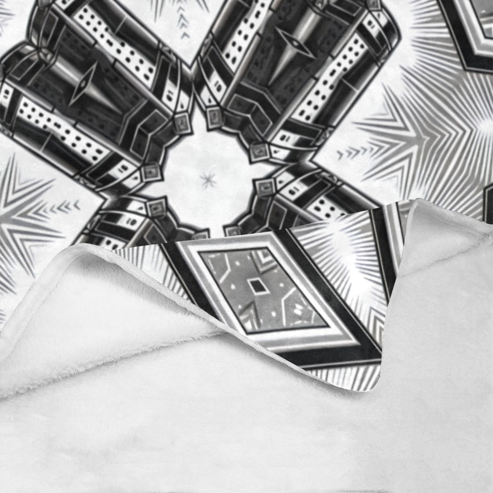 Black & White Kaleidoscope Cross Pattern All Over Print All Over Print Ultra-Soft Micro Fleece Blanket 40"x50"