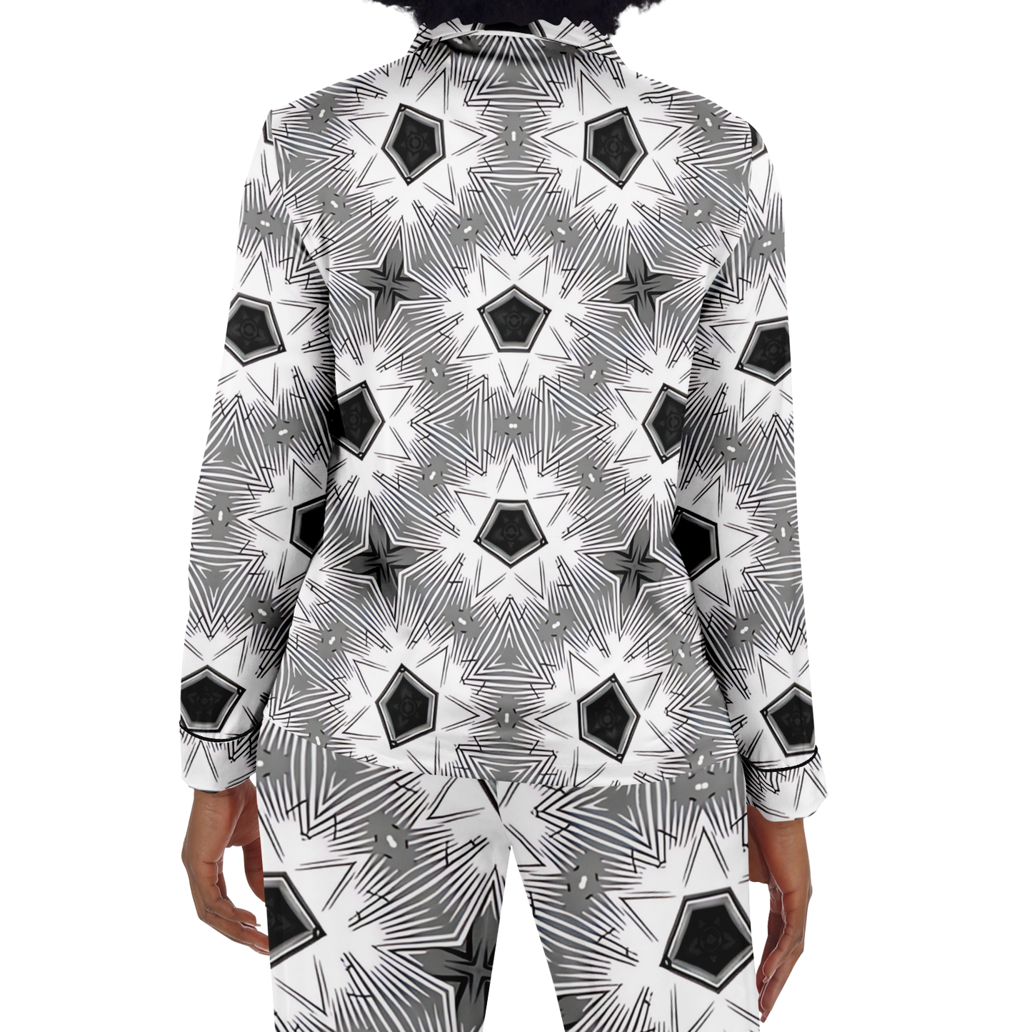 Women's Monochrome Tie-Dye Pattern Satin Pajamas