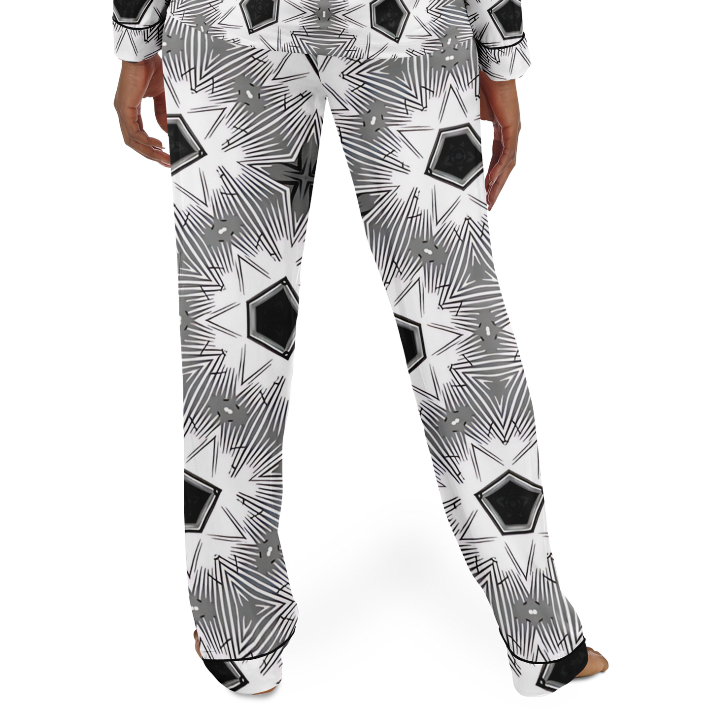 Women's Monochrome Tie-Dye Pattern Satin Pajamas
