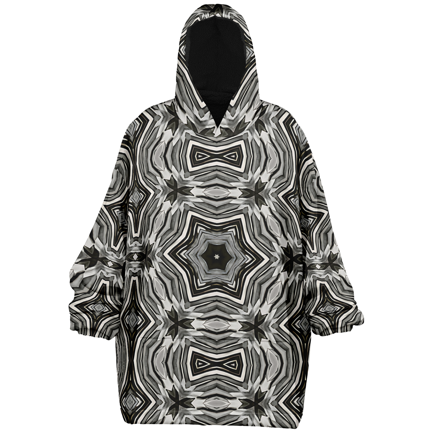 Women's Monochrome Kaleidoscope Pattern Snug Hoodie