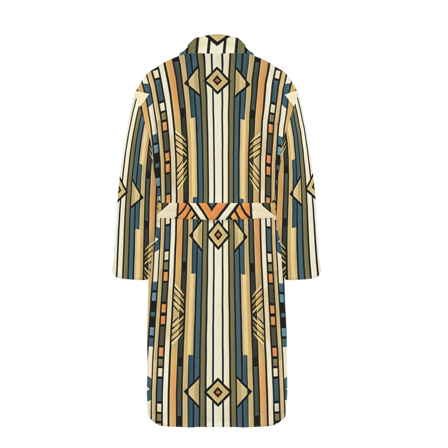 Men's Retro Geometric Tribal Pattern All-Over Print Men's Belted Sleep Robe
